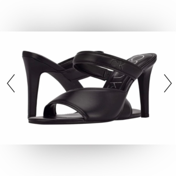 *Calvin Klein* Black Strap Heeled Sandal Pumps (Size 7M) - Picture 1 of 14